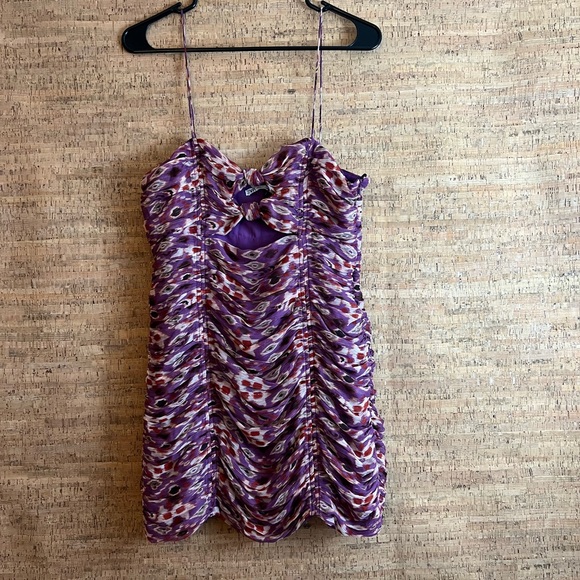 Zara Multicolor Purple Chiffon Ruched Cutout
Strappy Mini Dress - Picture 10 of 10